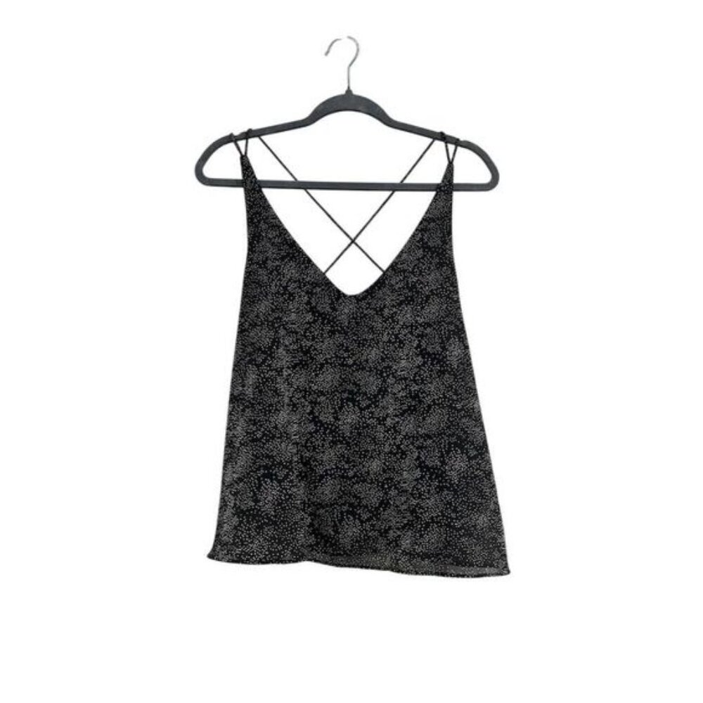 Mahina Women's M Black Polka Dot Strappy Camisole Tank Top Casual